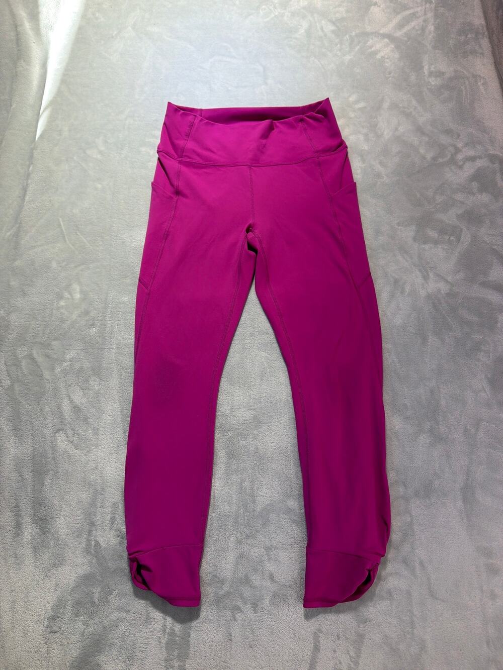 Fabletics PureLuxe High Waisted Twist Hem Leggings Pocket Berry Magenta Womens M